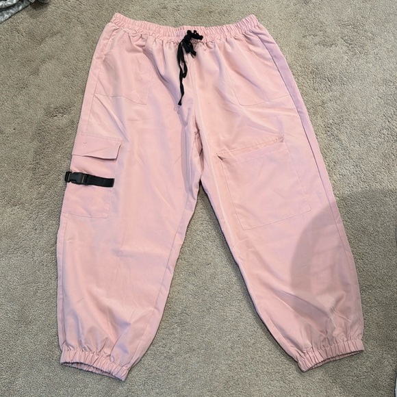 Plus Size Dusty Pink Cargo Pants with Flap Pockets & Drawstring Waist - Size 3XL - Picture 3 of 6